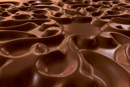 close-up of brown chocolate ornamental pattern.