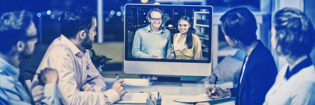 Business team having video conference in conference room at office