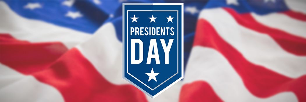 presidents day icon against close-up of wrinkled american flag