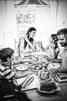 Family having breakfast together at home