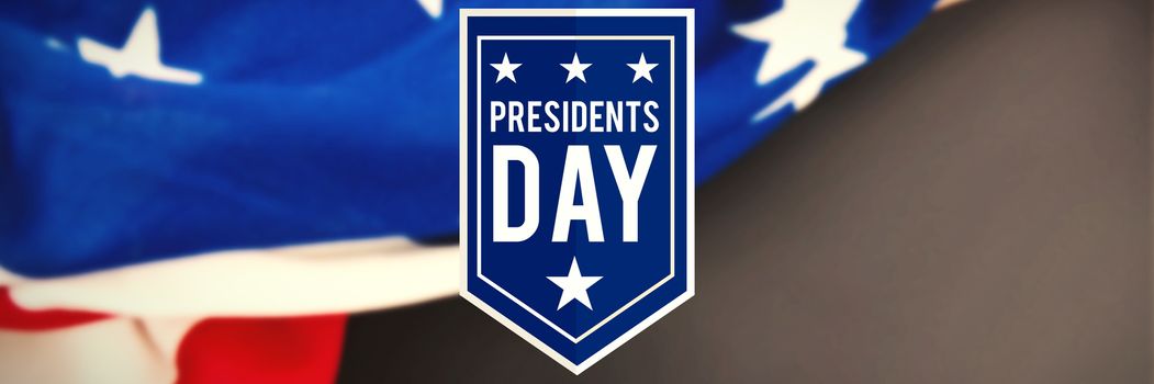 presidents day icon against american flag on empty slate