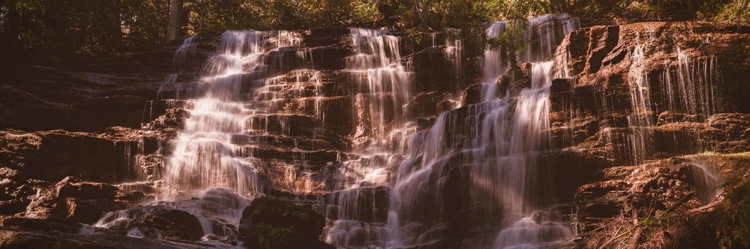 Beautiful waterfall on sunny day