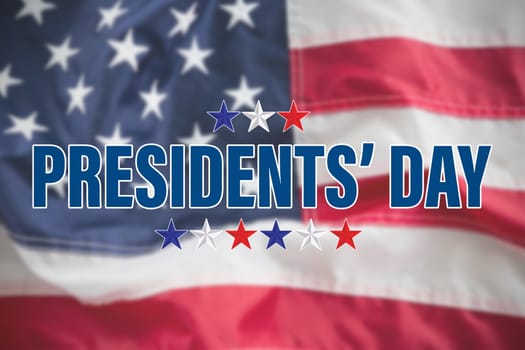 presidents day. Vector typography, stars against full frame of american flag