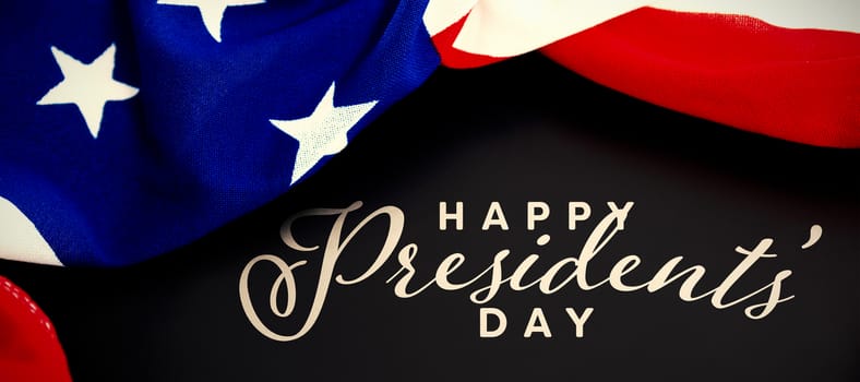 Happy presidents day. Vector typography against american flag on blank slate