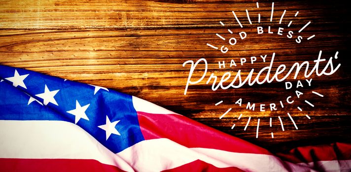 god bless america. Happy presidents day. vector typography against usa flag on table