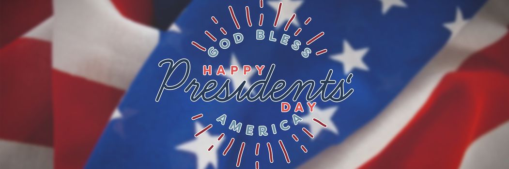 god bless america. Happy presidents day. vector typography against close-up of crumbled national flag