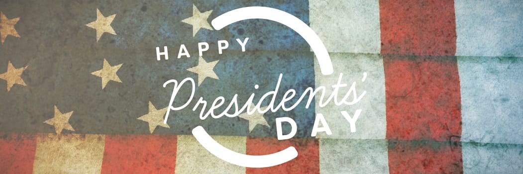 Happy presidents day. Vector typography against folded american flag