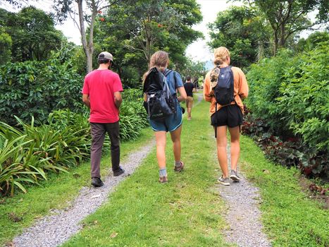 three tourists backpacking round central america