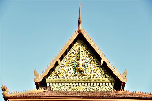 Carved gold temple roof in asia
