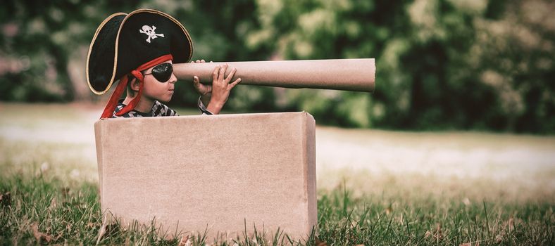 Boy pretending to be a pirate 