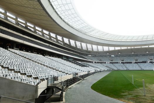 Side View of empty Rugby stadium at dawn