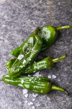 green pimientos de padron with sea salt