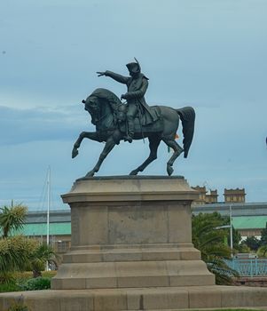 Huge monument of Napoleon on a horse in Cherbourg, France