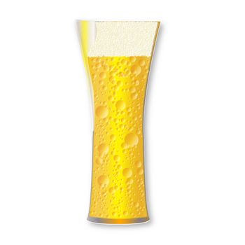 A full traditional curved lager ot beer glass