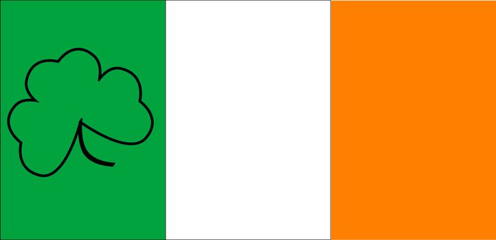 The Flag if Ireland with an added lucky shamrock