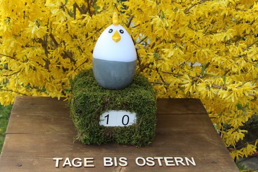The picture shows an easter countdown with the german text days until easter