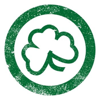 The lucky Irish Shamrock as a rubber ink stamp impression