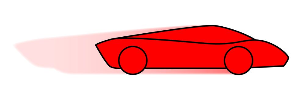 A cartoon of a very fast red sports car