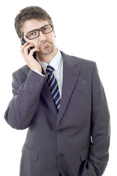 young business man on the phone, isolated