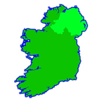 Both North and South Irelend over a white background