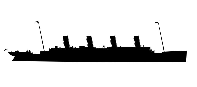 Silhouette of the doomed ocean liner Titanic