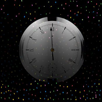 A Christmas and New Year clock showing almost midnight.