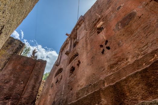 Church with the symbolic Tomb of Adam in the north western complex of rock hewn churches in Lalibela. Ethiopia