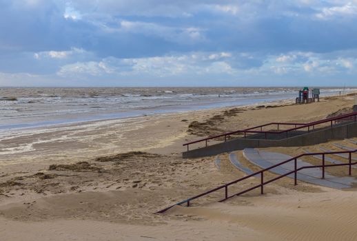 high sea water level in rockanje in holland, the northsea is here very hig in stead of a wide beach