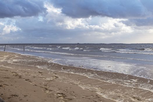 high sea water level in rockanje in holland, the northsea is here very hig in stead of a wide beach