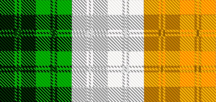 The Irish flag created from traditional tartan designs