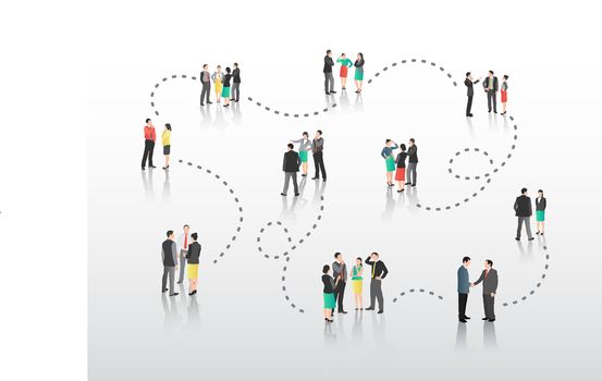 Business people with connecting lines on grey background