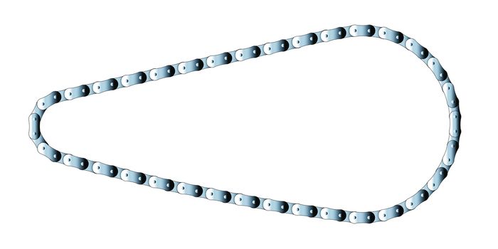 A bicycle chain isolated over a white background