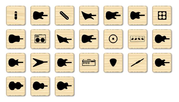 A set of web icons in the style of isolated scrabble blocks