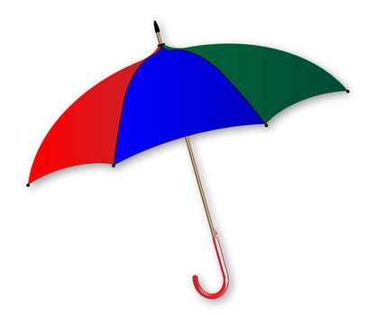 A colorful umbrella over a white background