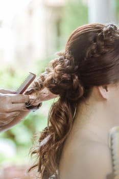 Hair salon bride as a symbol of beauty and weddings.