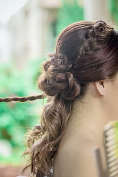 Hair salon bride as a symbol of beauty and weddings.