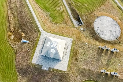 The building of the radio radar in the form of a pyramid on military base. Missile Site Radar Pyramid in Nekoma North Dakota