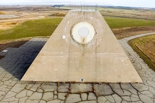 The building of the radio radar in the form of a pyramid on military base. Missile Site Radar Pyramid in Nekoma North Dakota