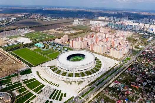 Krasnodar, Russia - May 28, 2018: Krasnodar Stadium in the city of Krasnodar. The modern building of the stadium in the south of Russia.