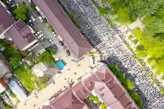 Moscow, Russia - May 9, 2017: The procession of people on May 9 on the day of victory. Immortal regiment