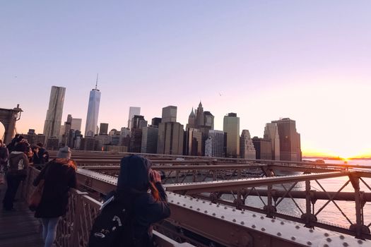 New York, USA - June 20, 2015: Walking through the streets of New York, Manhattan. The life of New York in the afternoon. Streets and city buildings.