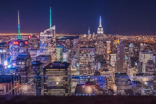 Night New York. City lights at night in New York.