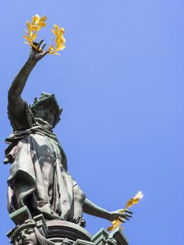 Statue in front of the Reichstag building, the seat of the German parliament.