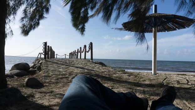 Relaxing on the beach with the view and sun