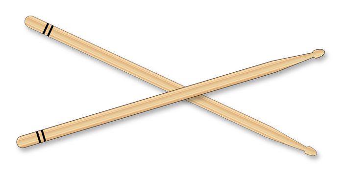 A pair of wooden drum sticks over a white background