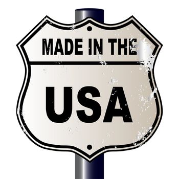 Route traffic sign over a white background and the legend Made In The USA