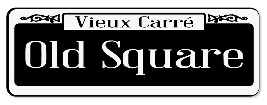 New Orleons street sign of Vieux Carre over a white background
