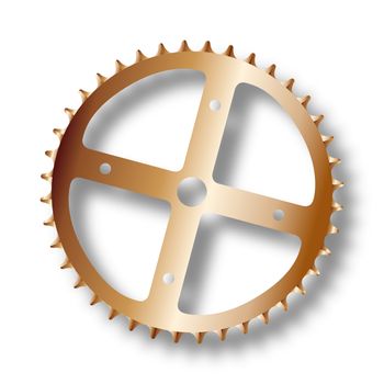 The front gearing cog of a bicycle.