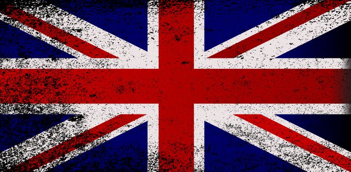 The flag of Great Britain with heavy grunge