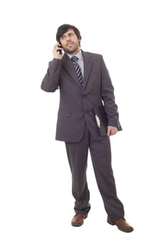 happy business man on the phone, full length, isolated